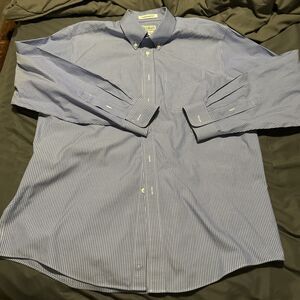 L.L. Bean - Men’s Blue Traditional Fit Pin Striped Dress Shirt - Size 16-34